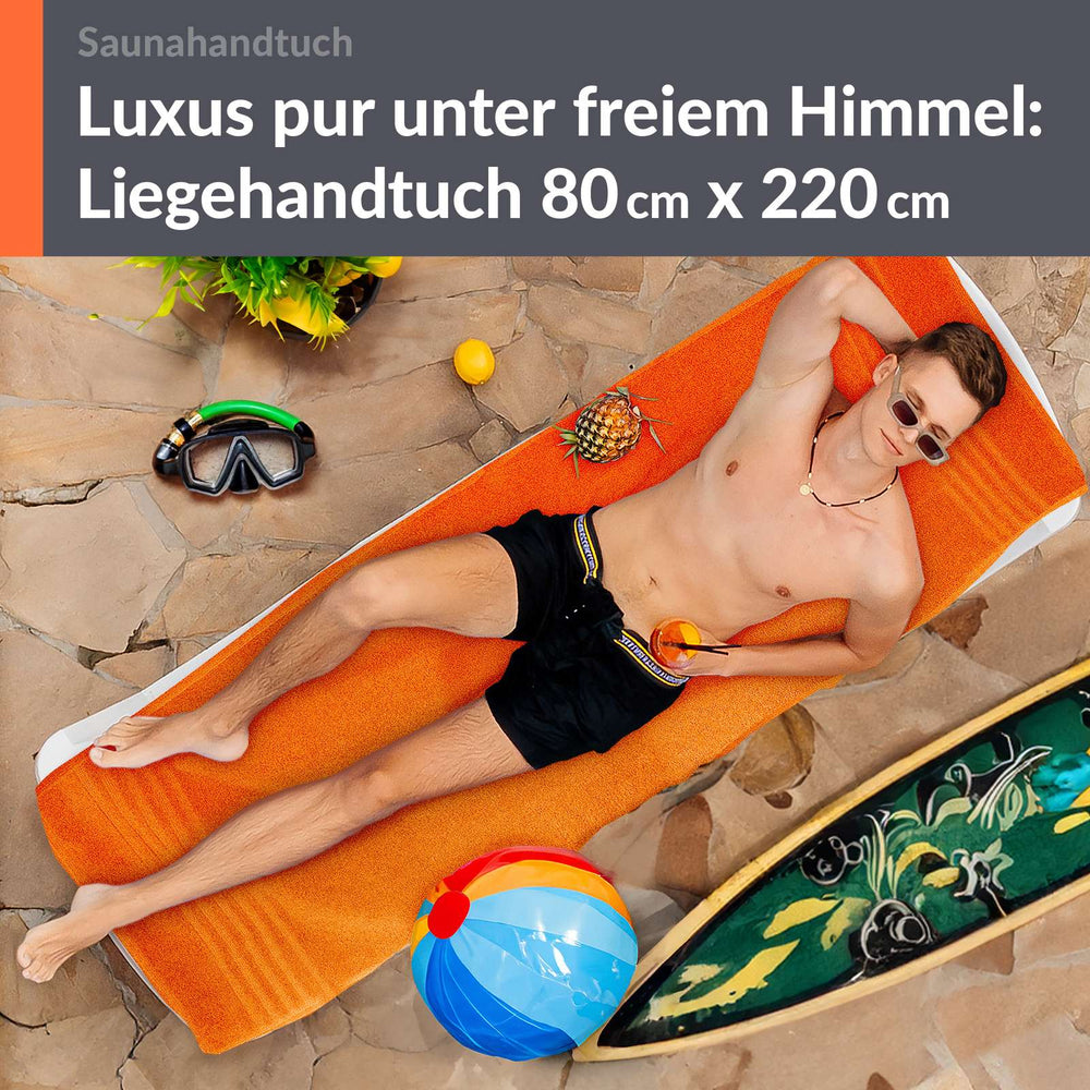 Saunahandtuch extra lang 80x220 cm Orange - Clementinen