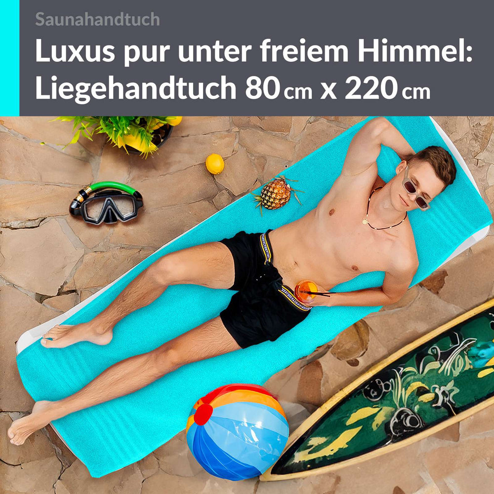 Saunahandtuch extra lang 80x220 cm Türkis - Lagunen