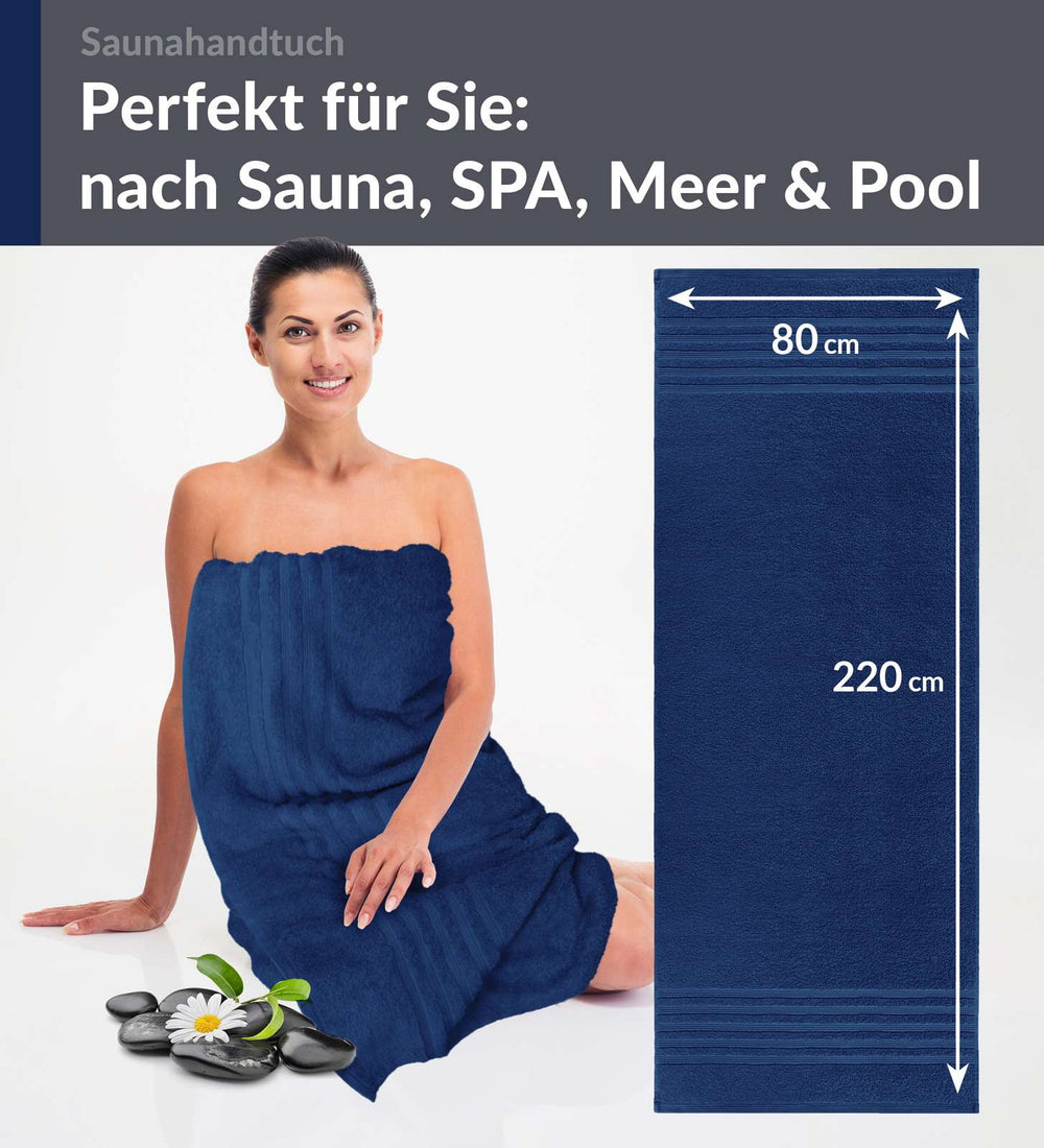 Saunahandtuch extra lang 80x220 cm Blau - Marine