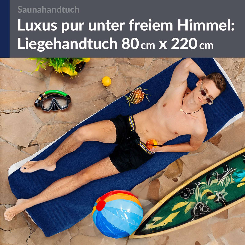 Saunahandtuch extra lang 80x220 cm Blau - Marine