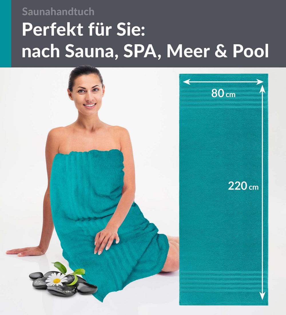 Saunahandtuch extra lang 80x220 cm Grün - Nautic