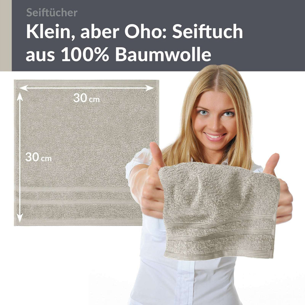 Waschlappen Set 30x30 cm 6 Stück Grau - Kiesel