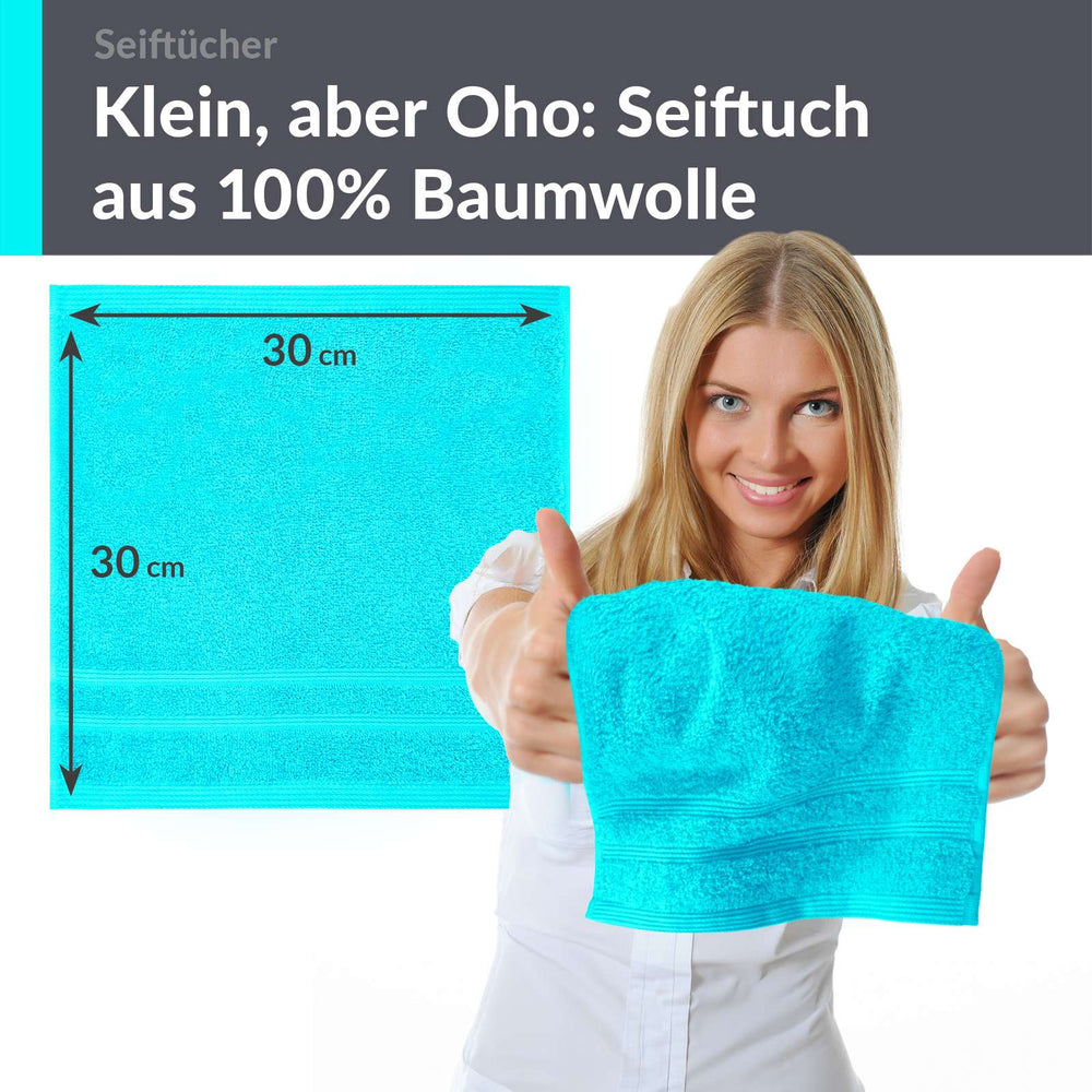 Waschlappen Set 30x30 cm 6 Stück Türkis - Lagunen