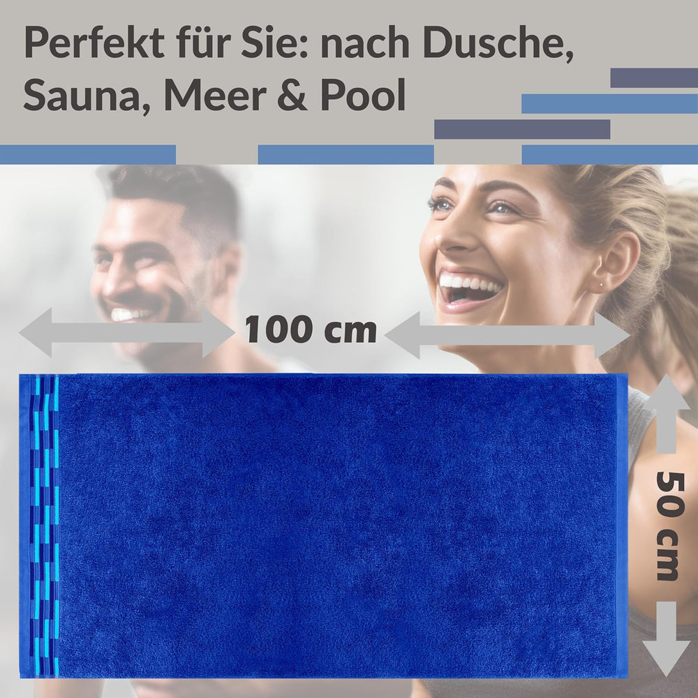 Handtuch Set 50x100 cm, Lugano 2er Frotteetücher Blau - Königs