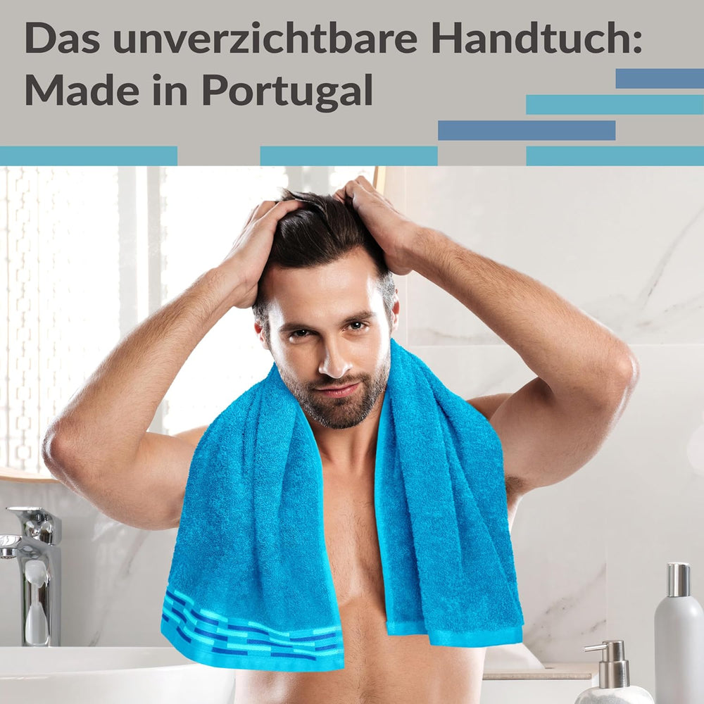Handtuch Set 50x100 cm, Lugano 2er Frotteetücher Blau - Aquamarin