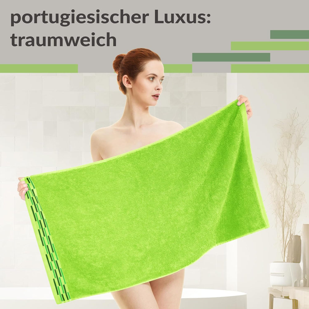 Handtuch Set 50x100 cm, Lugano 2er Frotteetücher Grün - Apfel