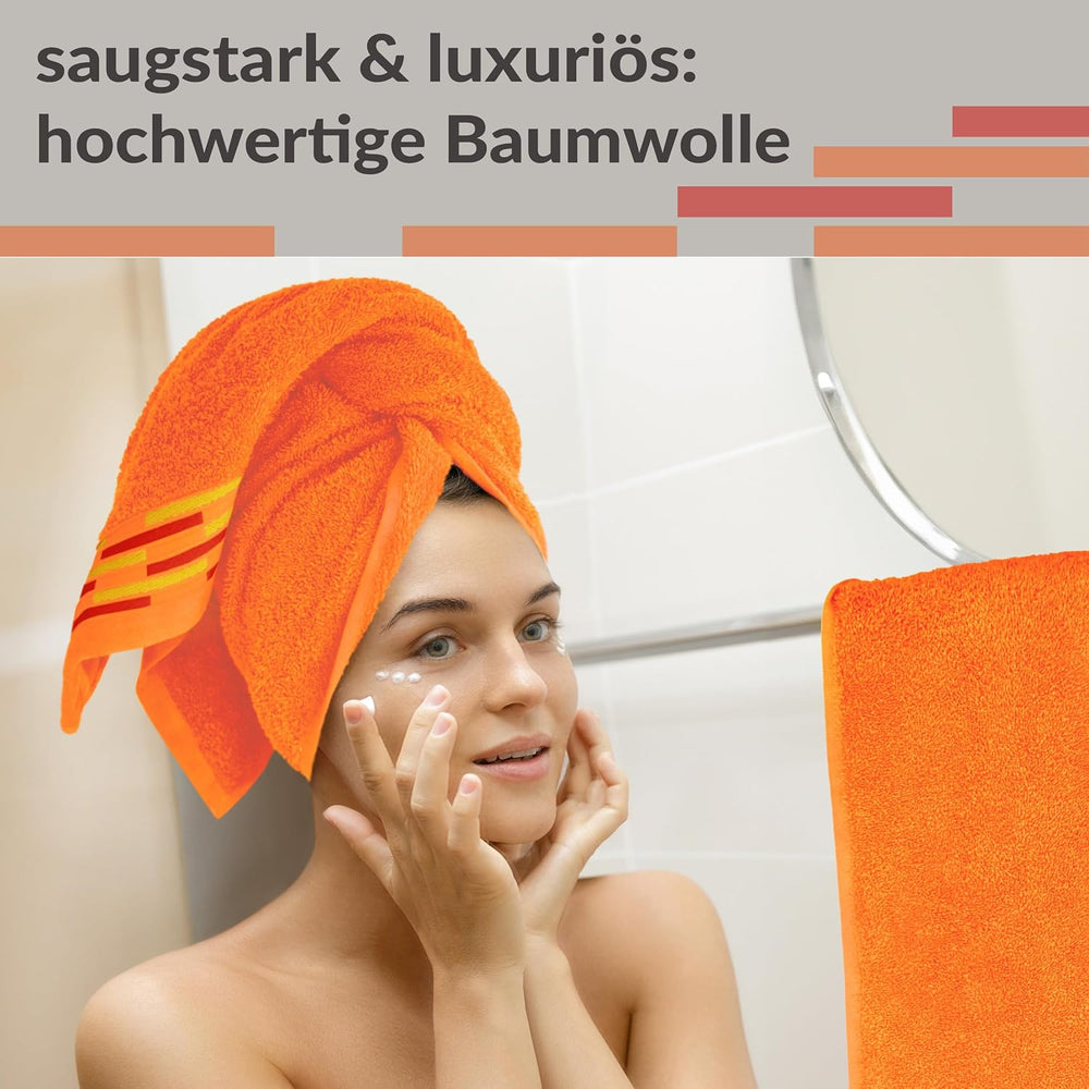 Handtuch Set 50x100 cm, Lugano 2er Frotteetücher Orange – Blutorange