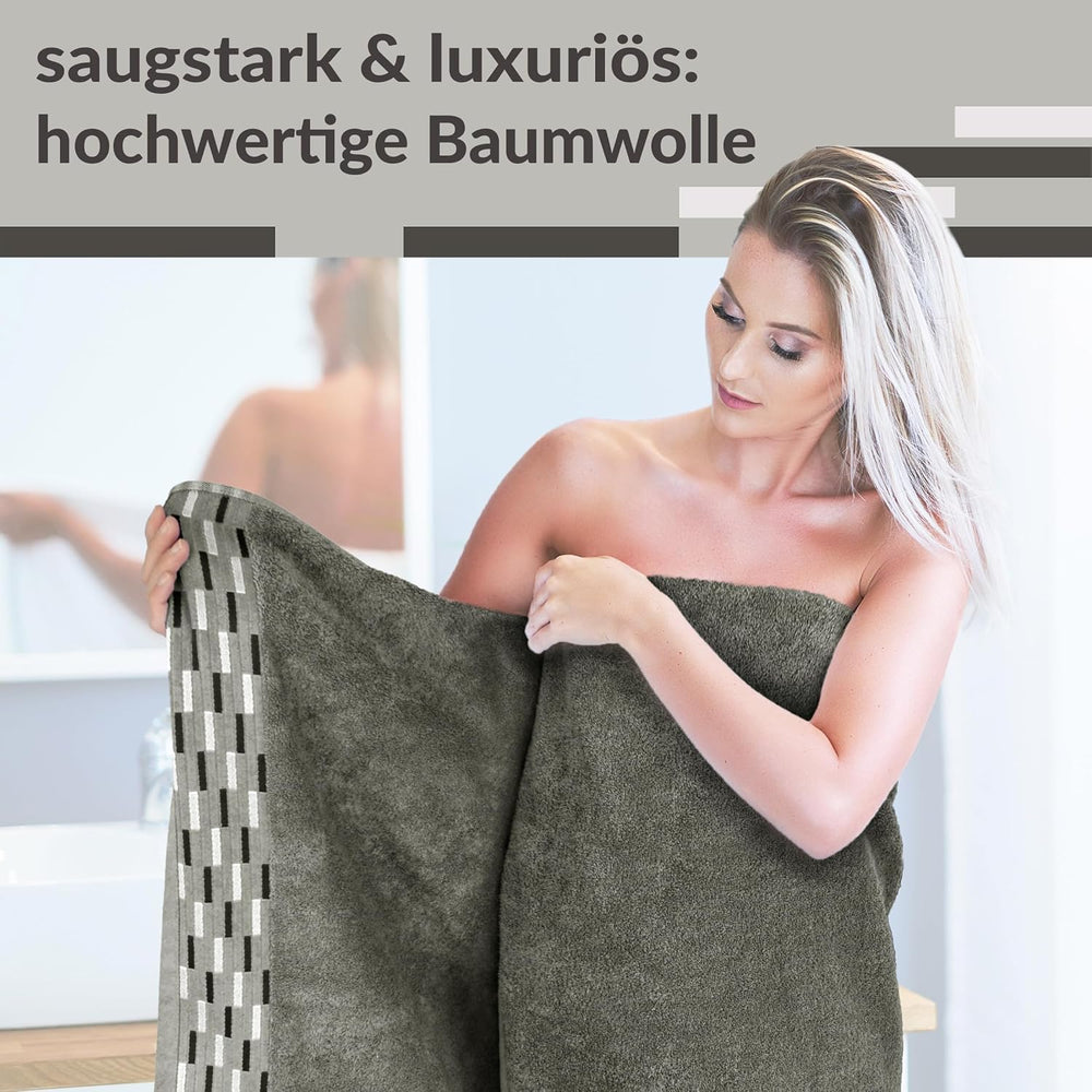 Duschtuch 2er Set 70x140 cm Grau – Dunkelgrau, Lugano Badetücher