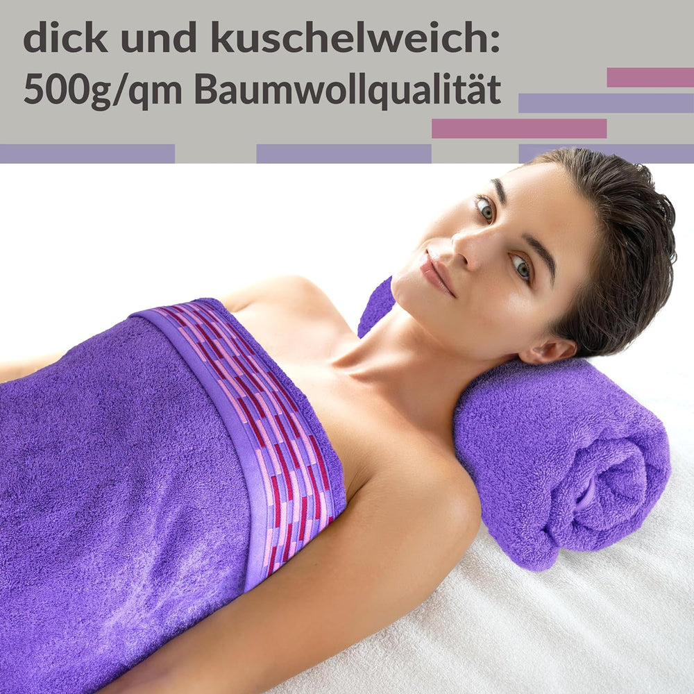 Duschtuch 2er Set 70x140 cm Lila - Lavendel, Lugano Badetücher
