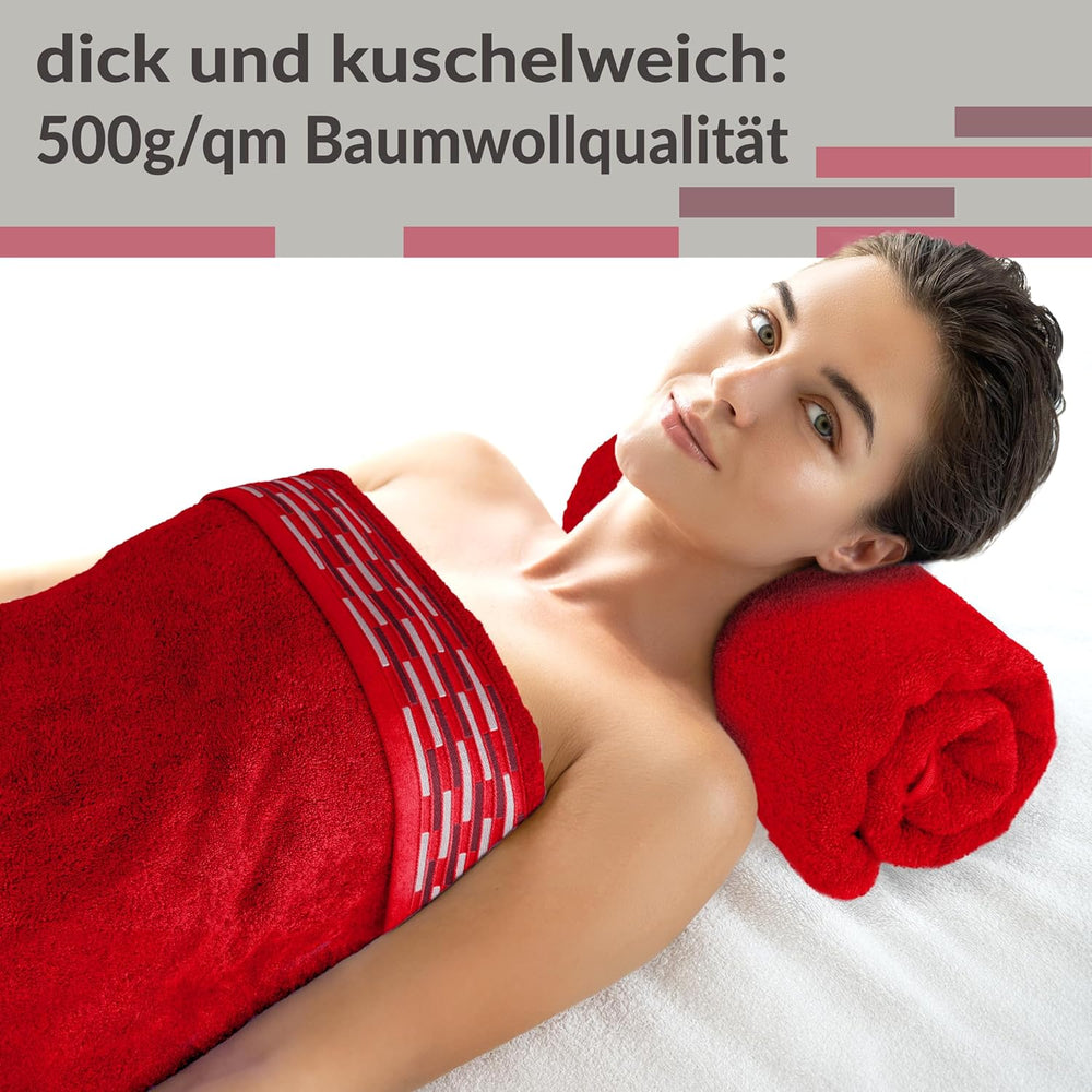 Duschtuch 2er Set 70x140 cm Rot - Scharlach, Lugano Badetücher