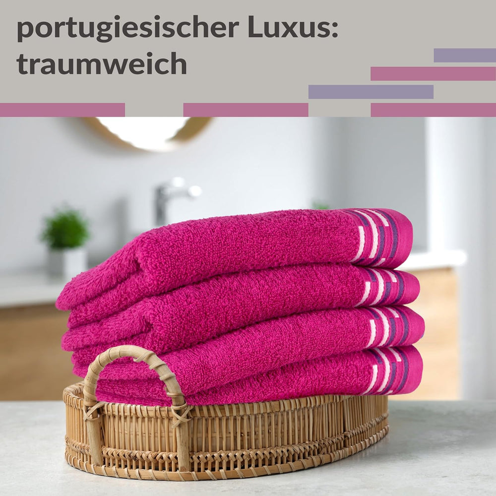Gäste Handtuchset 30x50 cm Pink – Purpur, Lugano 4 Stück kleine Handtücher