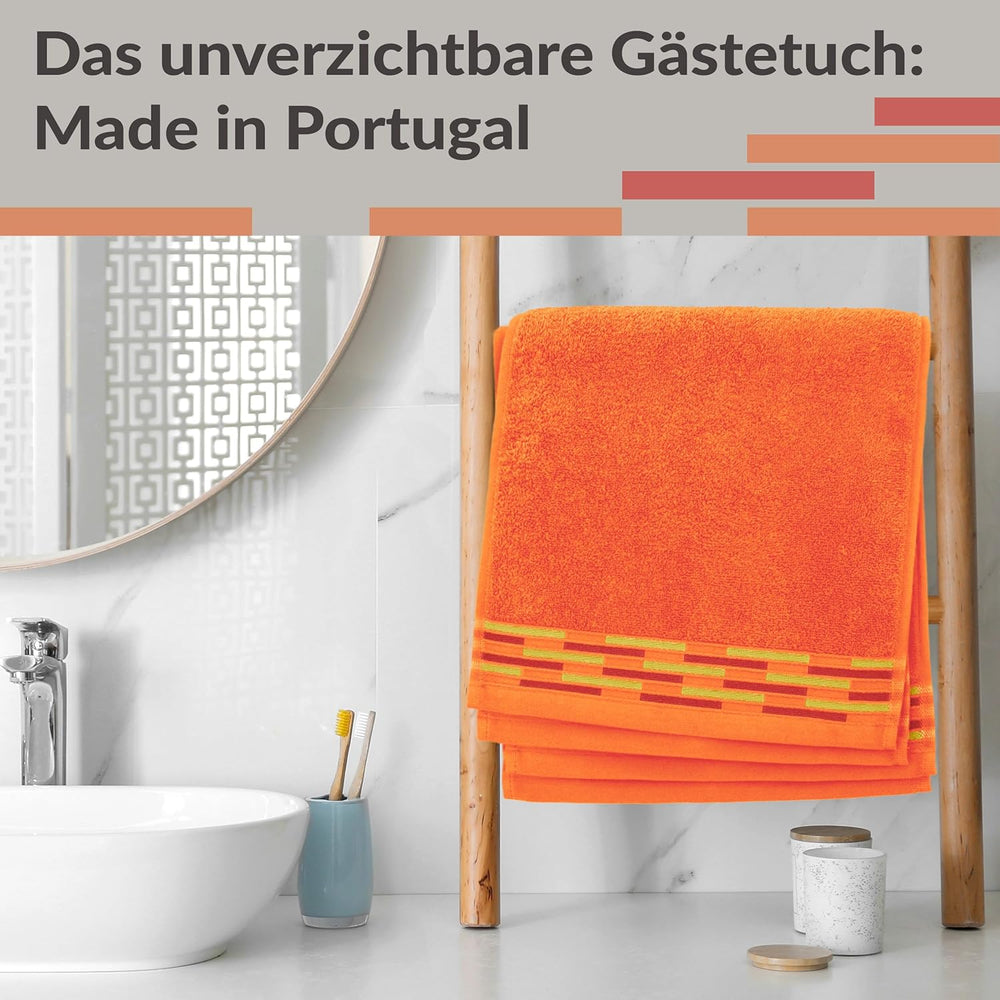 Gäste Handtuchset 30x50 cm Orange – Blutorange, Lugano 4 Stück kleine Handtücher