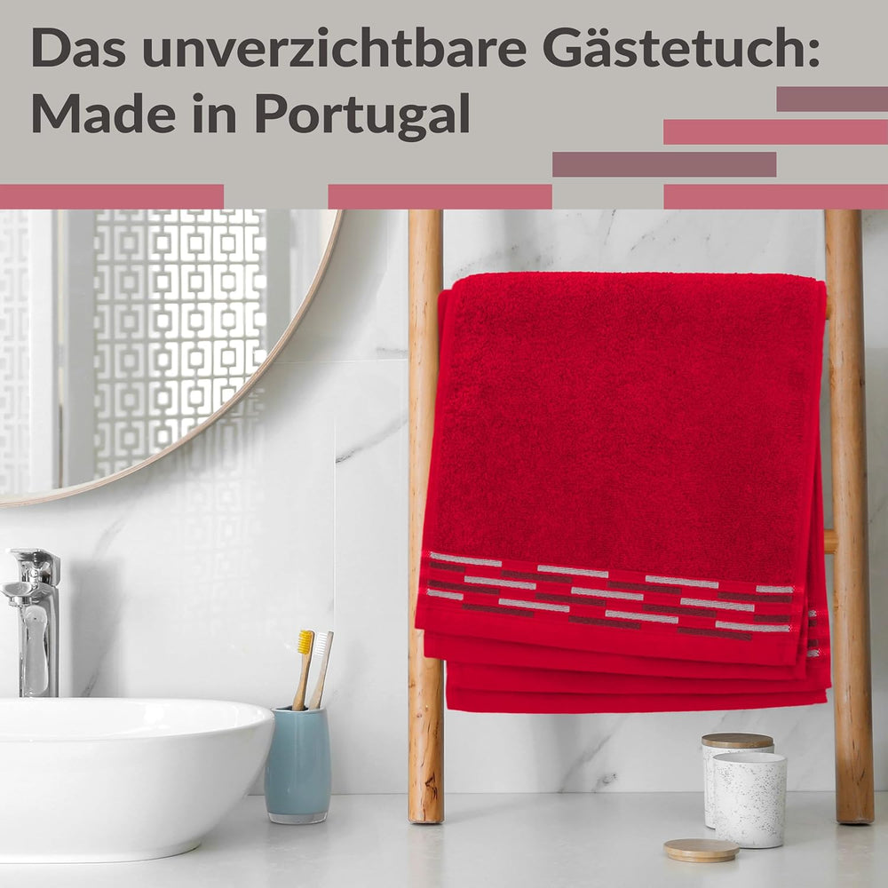 Gäste Handtuchset 30x50 cm Rot - Scharlach, Lugano 4 Stück kleine Handtücher