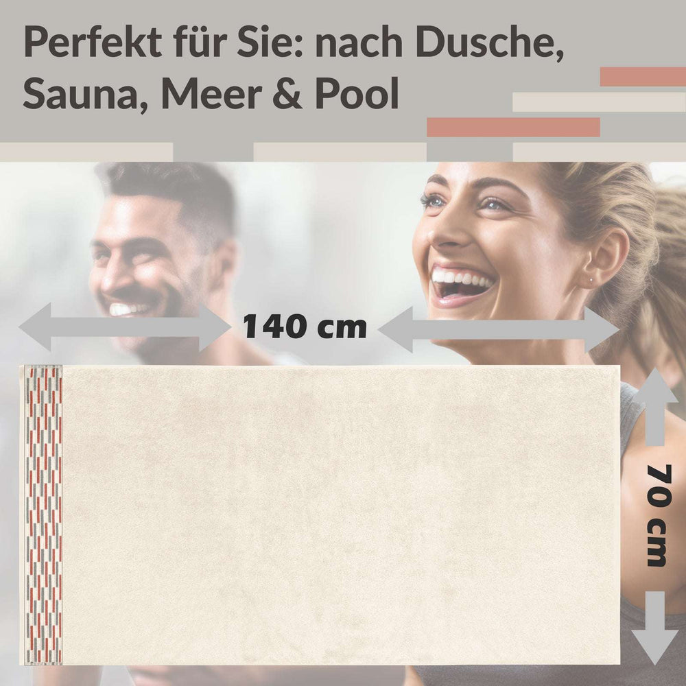 Duschtuch 2er Set 70x140 cm Natur, Lugano Badetücher