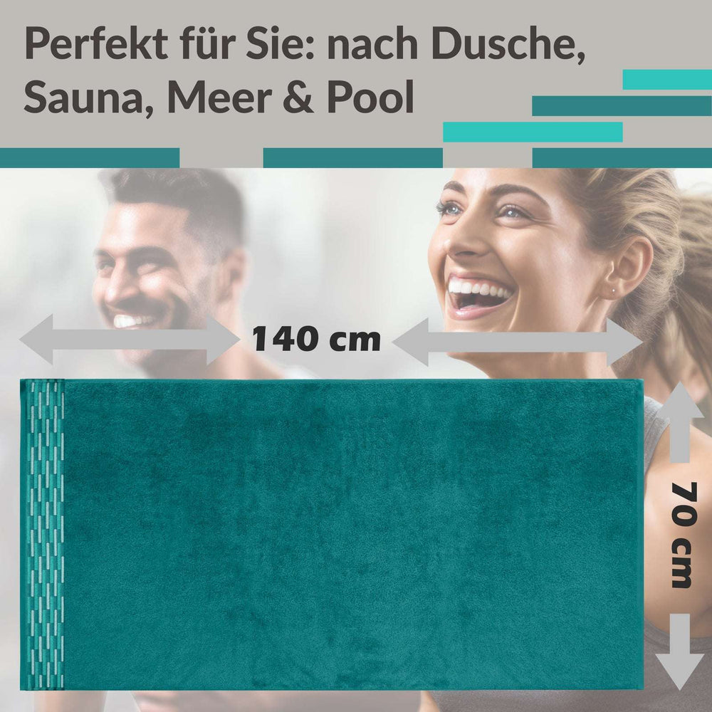 Duschtuch 2er Set 70x140 cm Grün - Opal, Lugano Badetücher