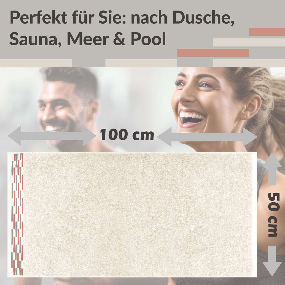 Handtuch Set 50x100 cm, Lugano 2er Frotteetücher Natur