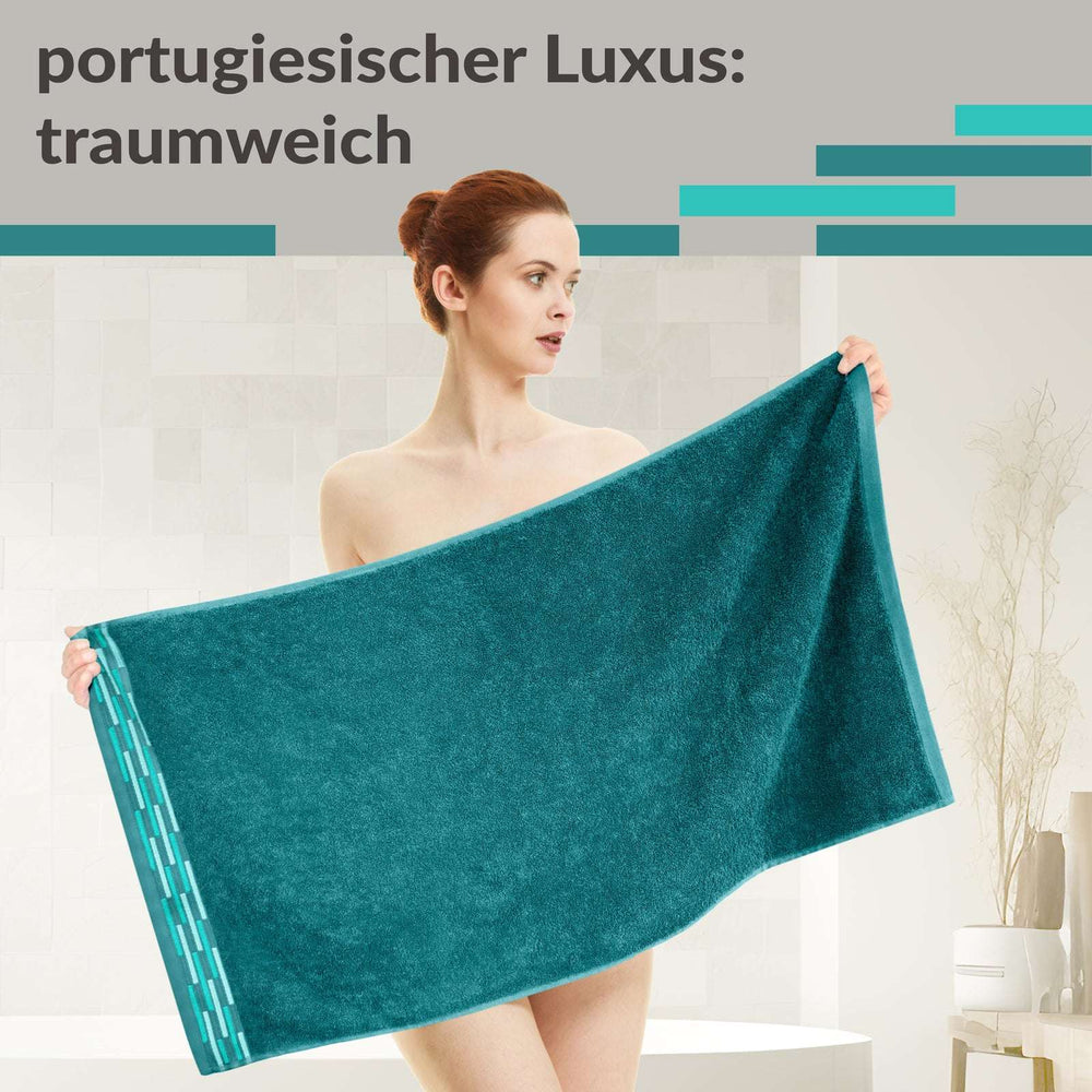 Handtuch Set 50x100 cm, Lugano 2er Frotteetücher Grün - Opal