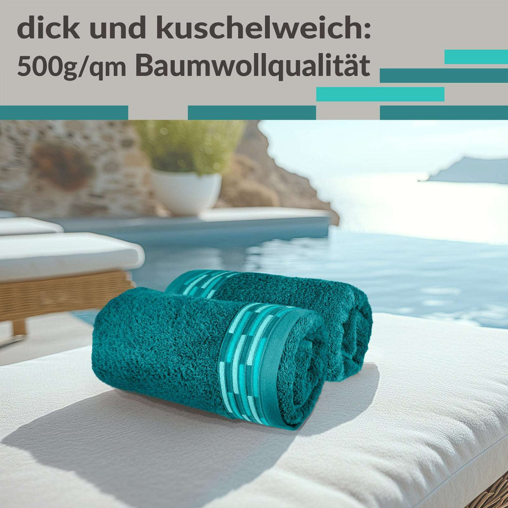 Handtuch Set 50x100 cm, Lugano 2er Frotteetücher Grün - Opal