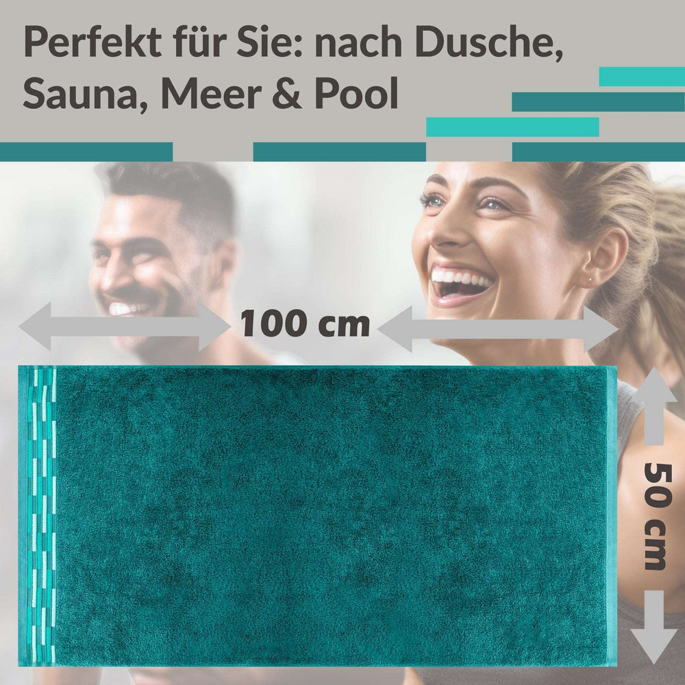 Handtuch Set 50x100 cm, Lugano 2er Frotteetücher Grün - Opal