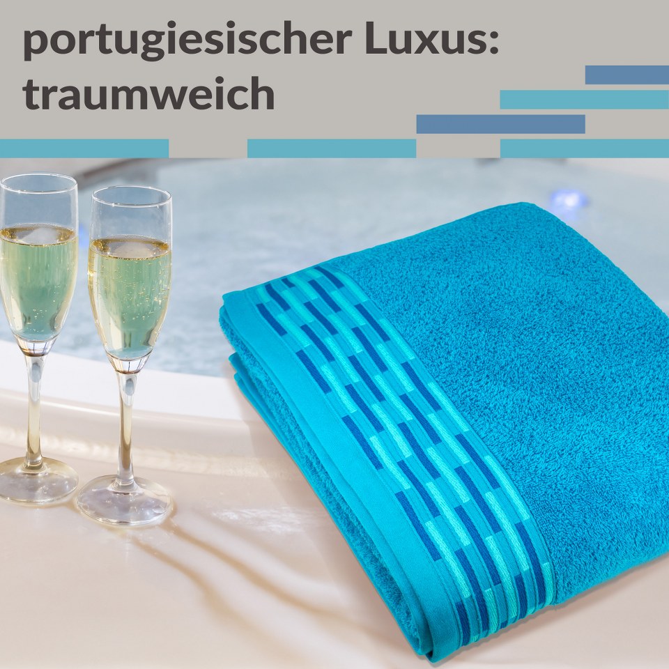 XXL Saunatuch 80x200 cm, Blau - Aquamarin, Lugano Liegehandtuch für Sauna
