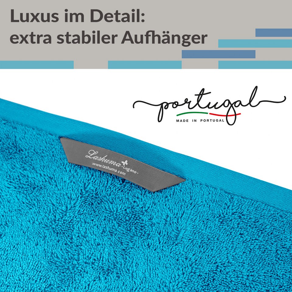 XXL Saunatuch 80x200 cm, Blau - Aquamarin, Lugano Liegehandtuch für Sauna