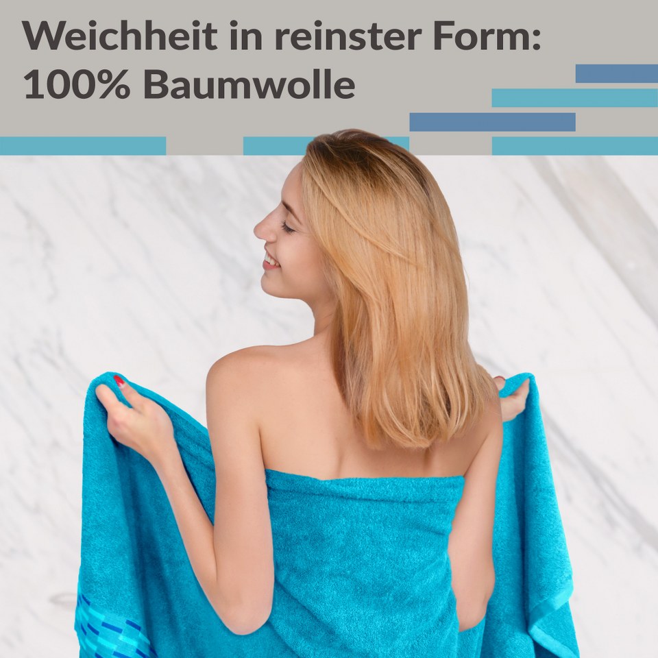 Saunahandtuch groß 100x200 cm, Lugano Saunatuch Blau - Aquamarin