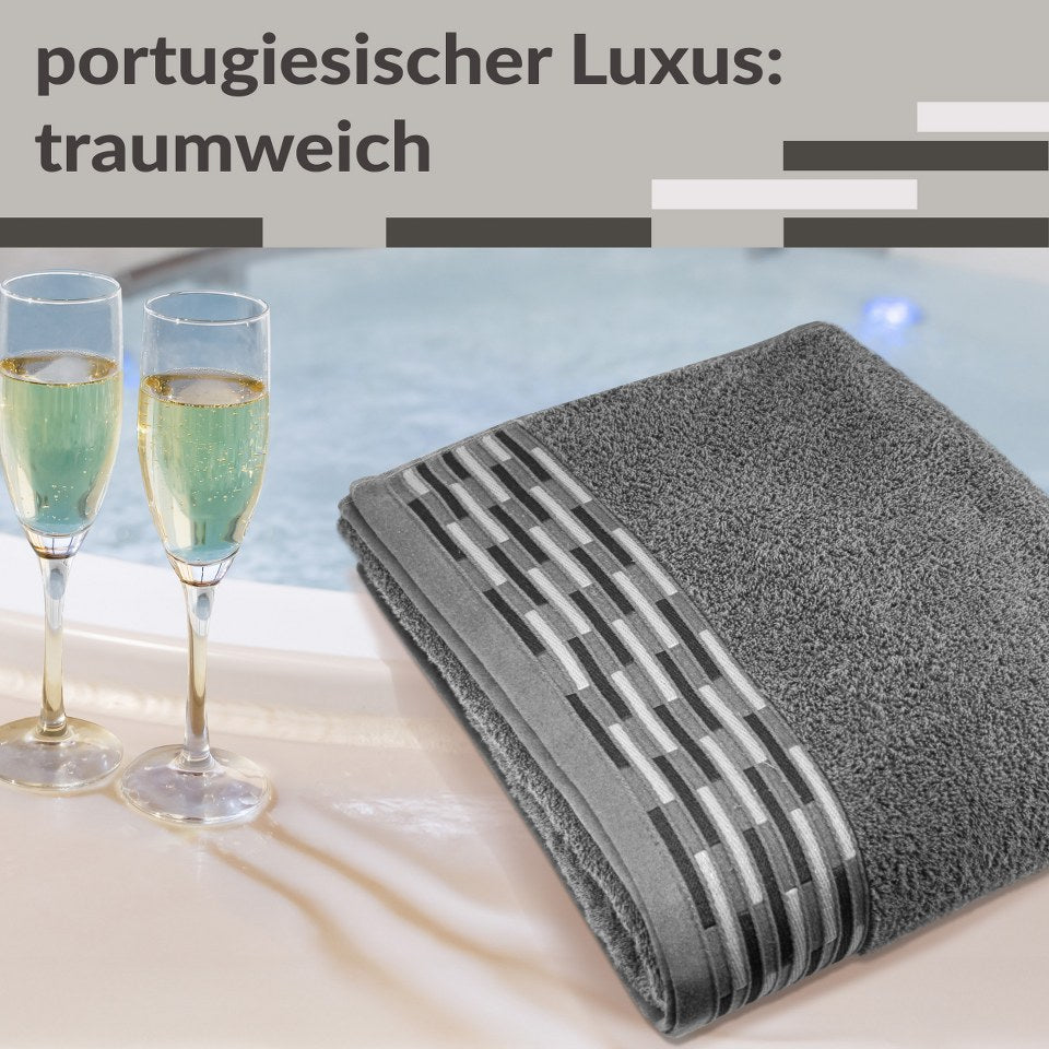 Saunahandtuch groß 100x200 cm, Lugano Saunatuch Grau - Dunkel