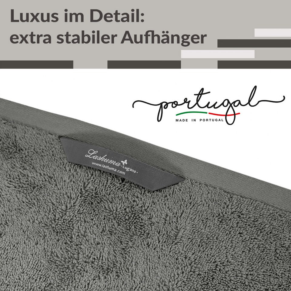 XXL Saunatuch 80x200 cm, Grau - Dunkel, Lugano Liegehandtuch für Sauna