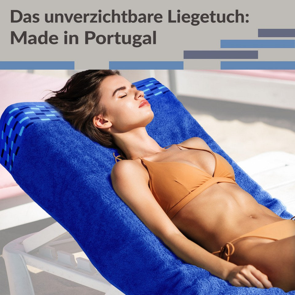 XXL Saunatuch 80x200 cm, Blau - Königs, Lugano Liegehandtuch für Sauna