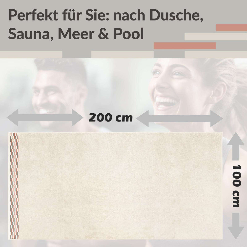 Saunahandtuch groß 100x200 cm, Lugano Saunatuch Natur