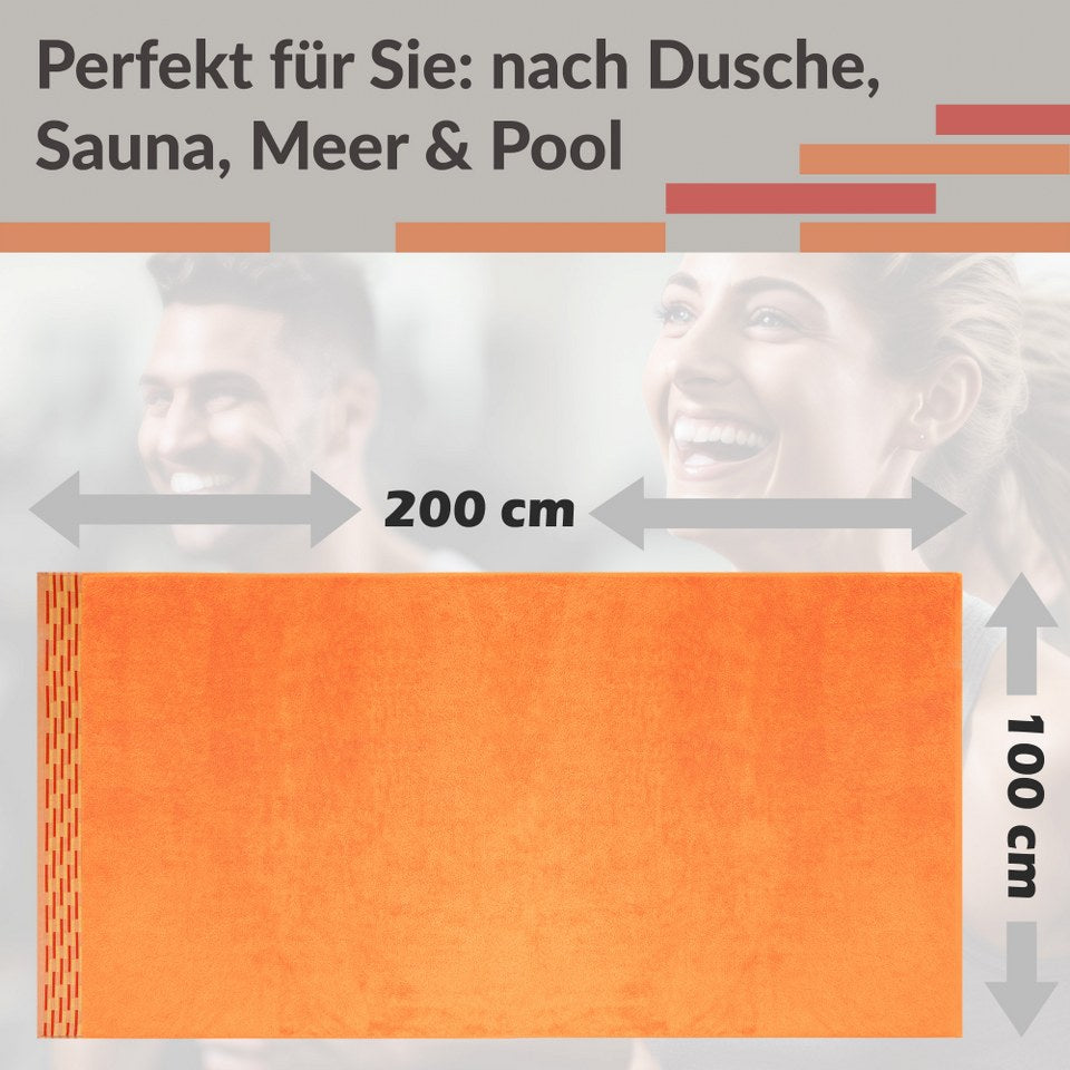 Saunahandtuch groß 100x200 cm, Lugano Saunatuch Orange