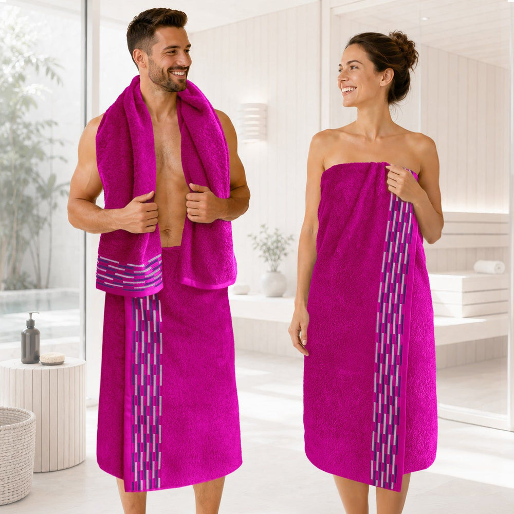 Saunahandtuch groß 100x200 cm, Lugano Saunatuch Pink - Purpur