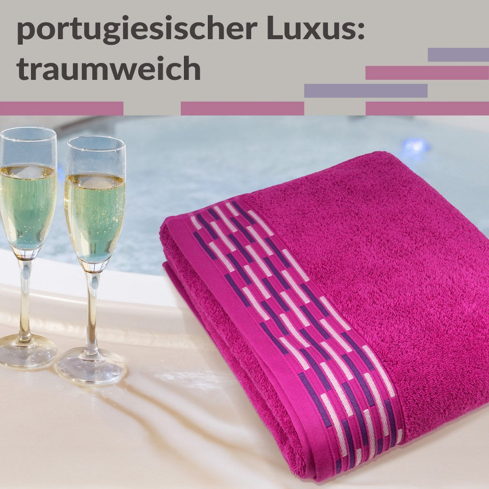 Saunahandtuch groß 100x200 cm, Lugano Saunatuch Pink - Purpur