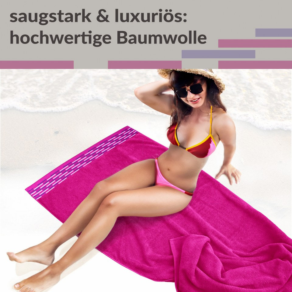 Saunahandtuch groß 100x200 cm, Lugano Saunatuch Pink - Purpur