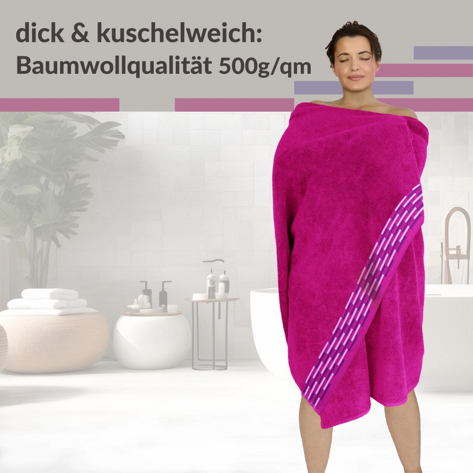 XXL Saunatuch 80x200 cm, Purpur, Lugano Liegehandtuch für Sauna