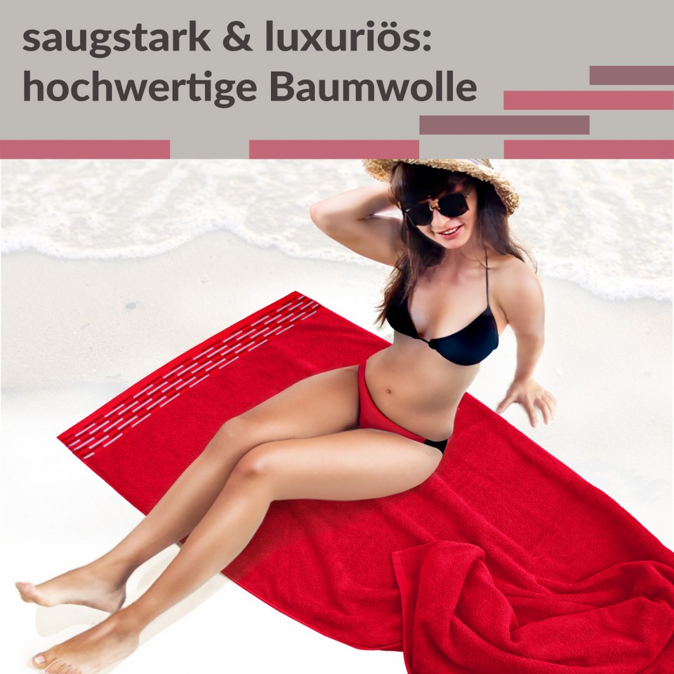 XXL Saunatuch 80x200 cm, Rot - Scharlach Lugano Liegehandtuch für Sauna