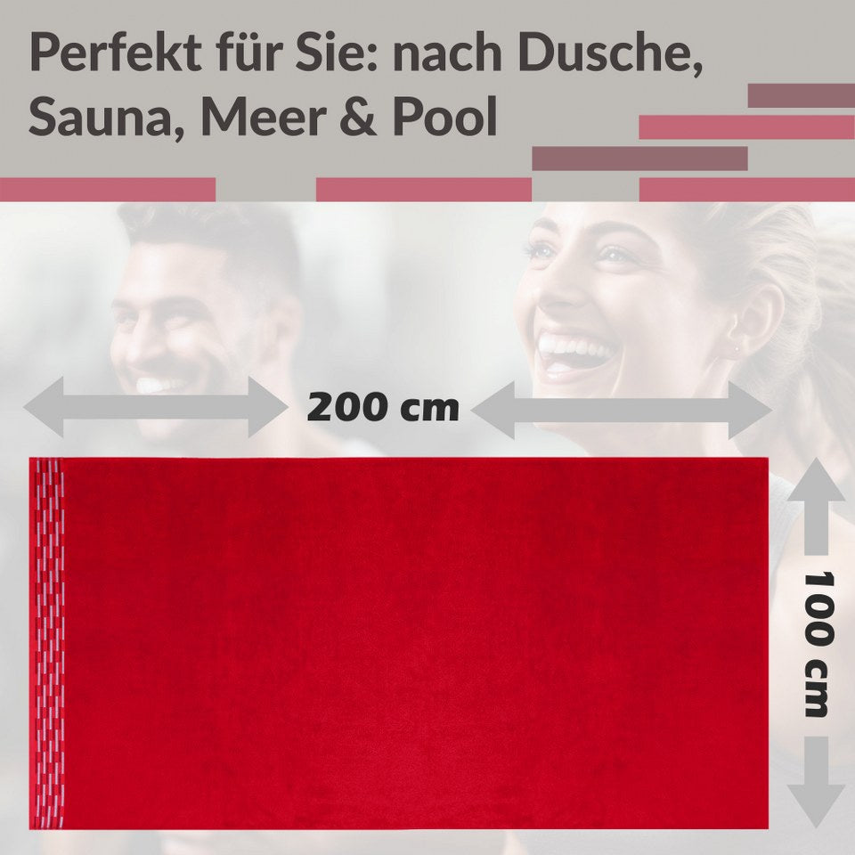Saunahandtuch groß 100x200 cm, Lugano Saunatuch Rot - Scharlach