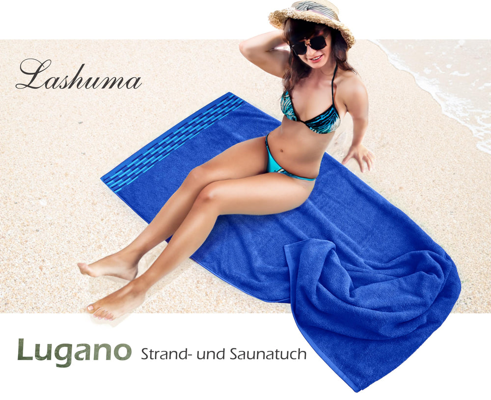 Saunahandtuch groß 100x200 cm, Lugano Saunatuch Blau - Königs