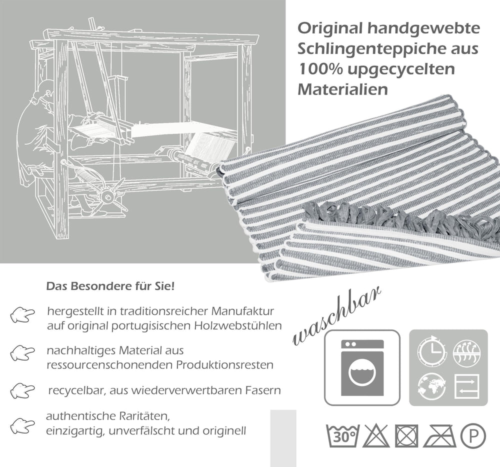 Handmade Läufer 60x120 cm Grau - Rauch