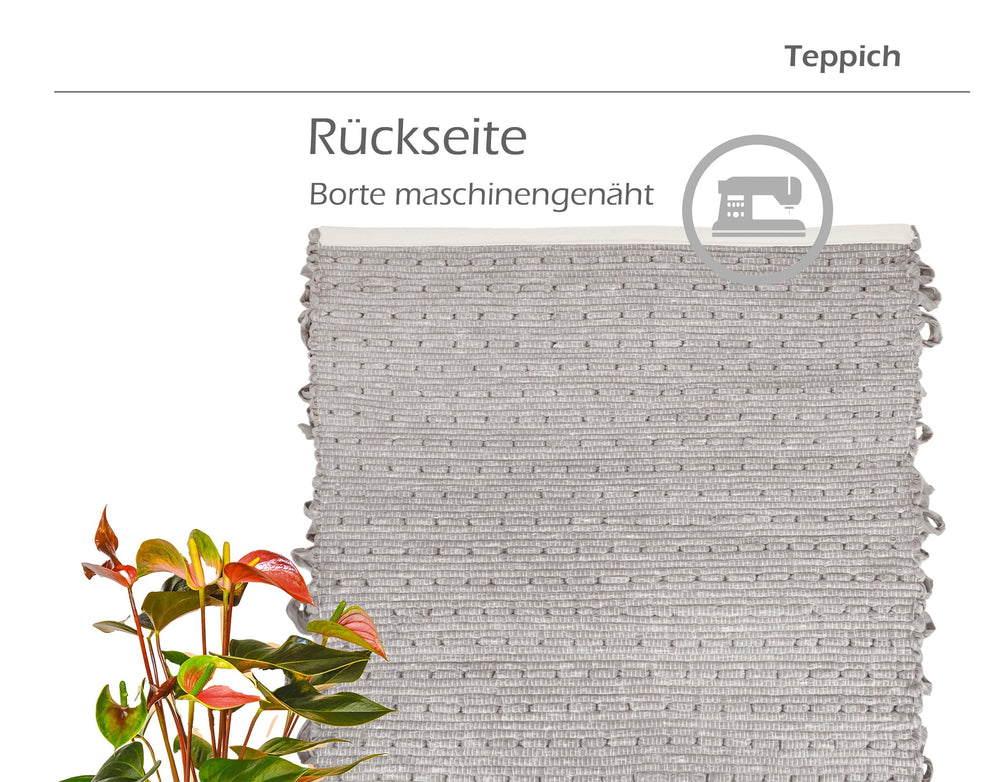 Handemade Schlingenteppich 50x70 cm, Grau - Beige