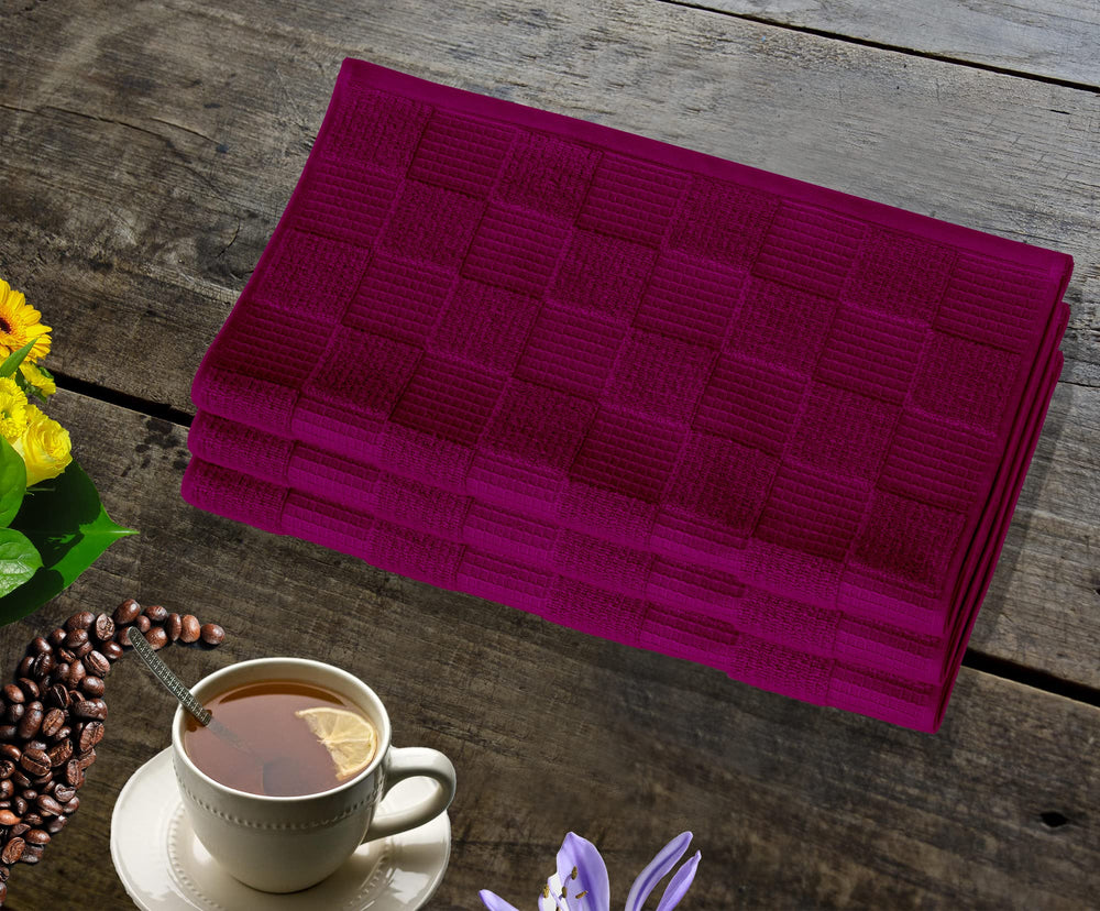 Geschirrtücher 2 in 1 Waffelpique und Frottee 50x50 cm, Violett - Orchidee