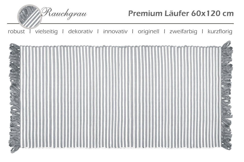Handmade Läufer 60x120 cm Grau - Rauch