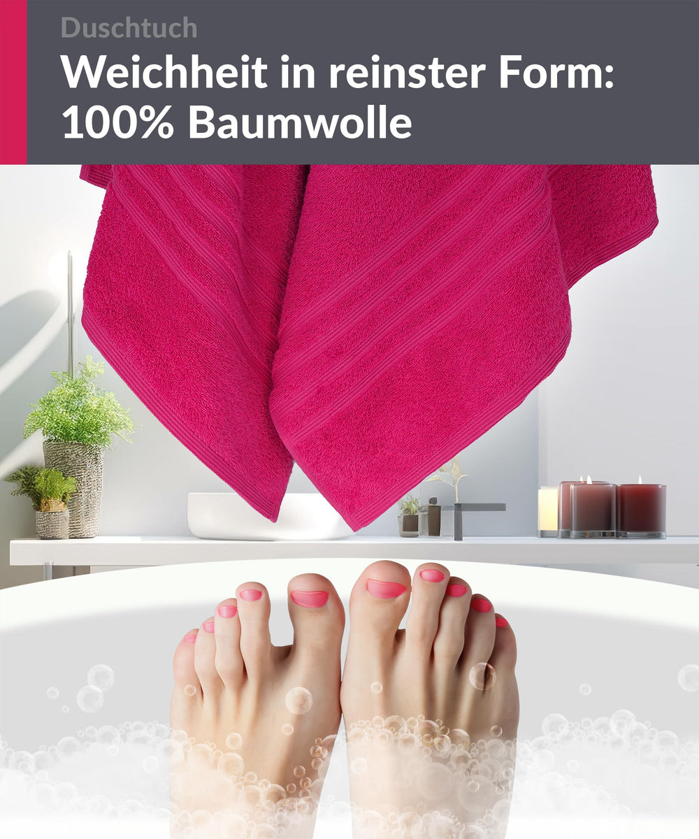 Duschtuch 70x140 cm 2er Set Rot - Rhabarber