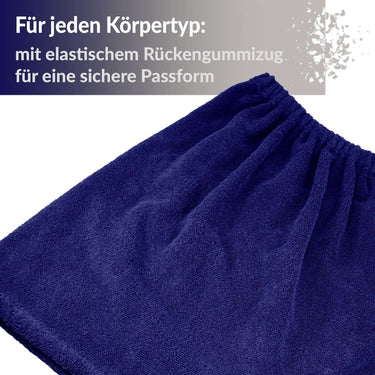 Saunakilt Herren Blau - Marine, Saunatuch mit Klettverschluss L - XXL
