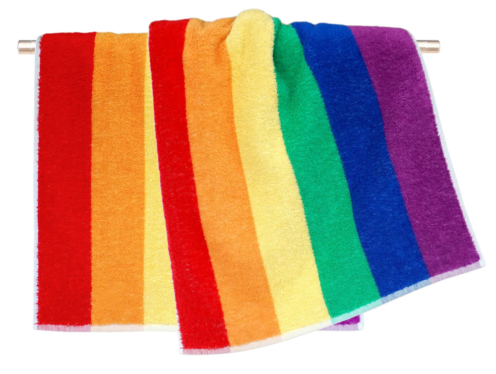 Regenbogen 2er Handtuchset, Bunte Frotteetücher 50x100 cm
