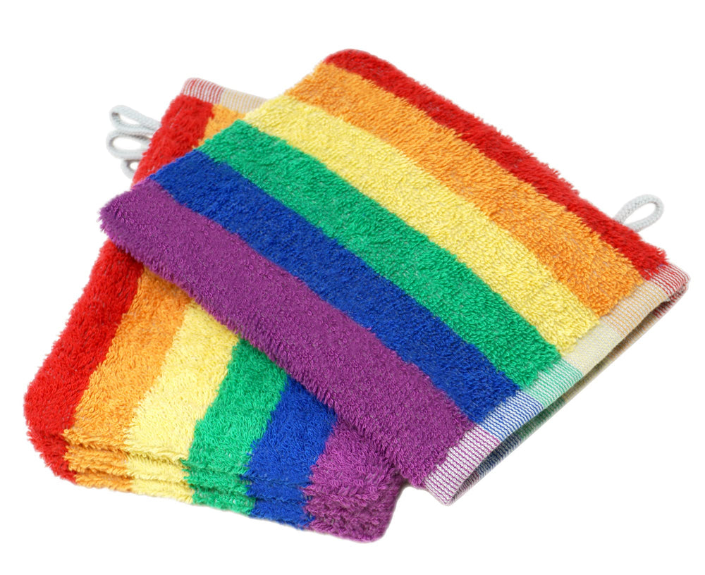 Regenbogen Waschhandschuh 4er Set 16x21 cm
