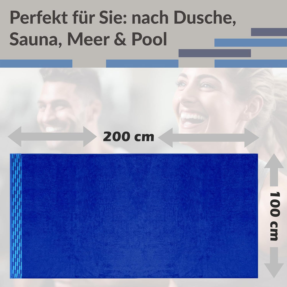 Saunahandtuch groß 100x200 cm, Lugano Saunatuch Blau - Königs