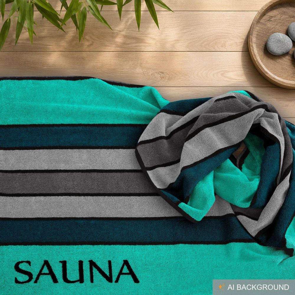 XL Premium Saunahandtuch 80x200 cm, Meerestürkis - Tiefsee- Grau