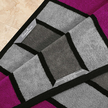 XL Premium Saunahandtuch 80x200 cm, Taubenblau - Fuchsia - Grau