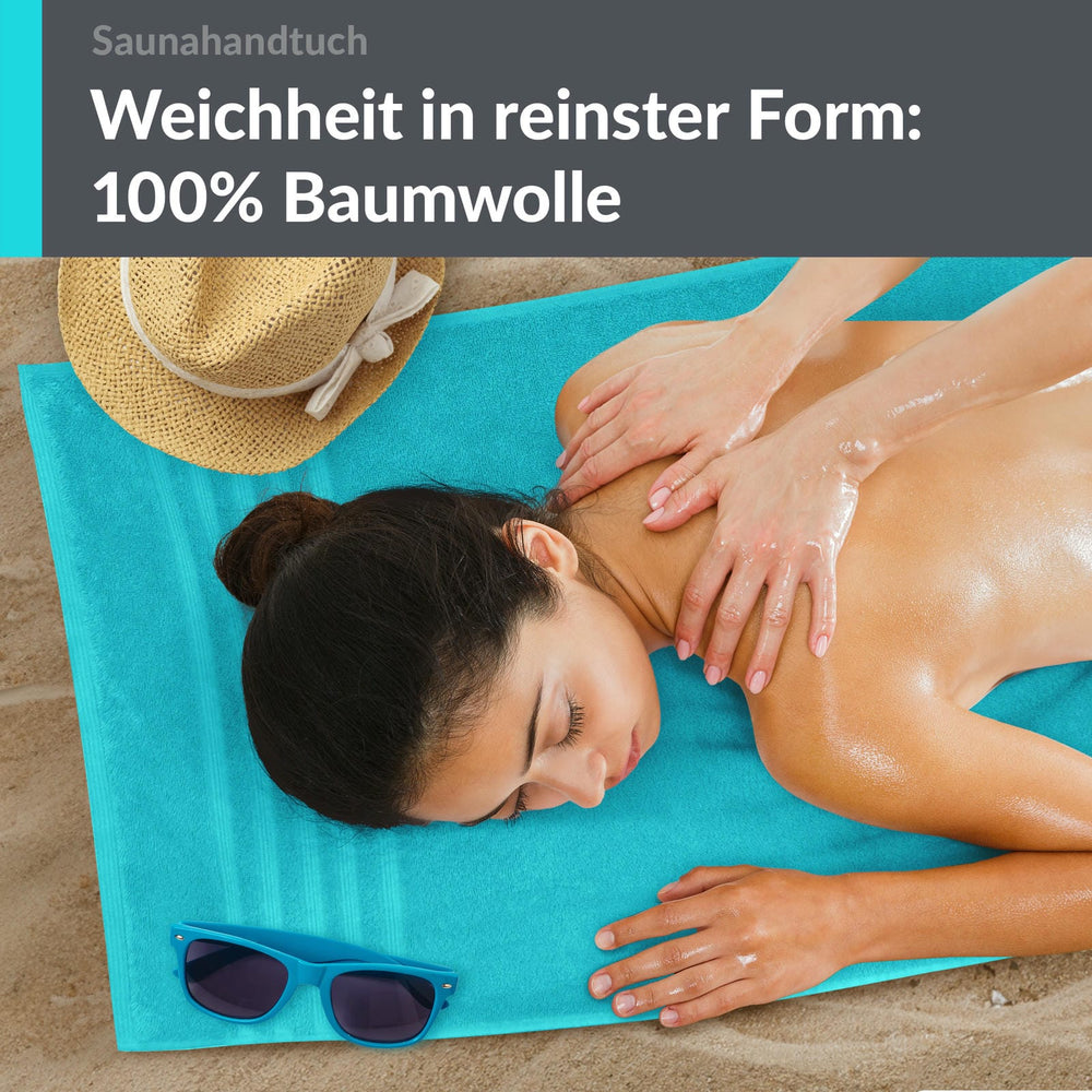 Saunahandtuch extra lang 80x220 cm Türkis - Lagunen